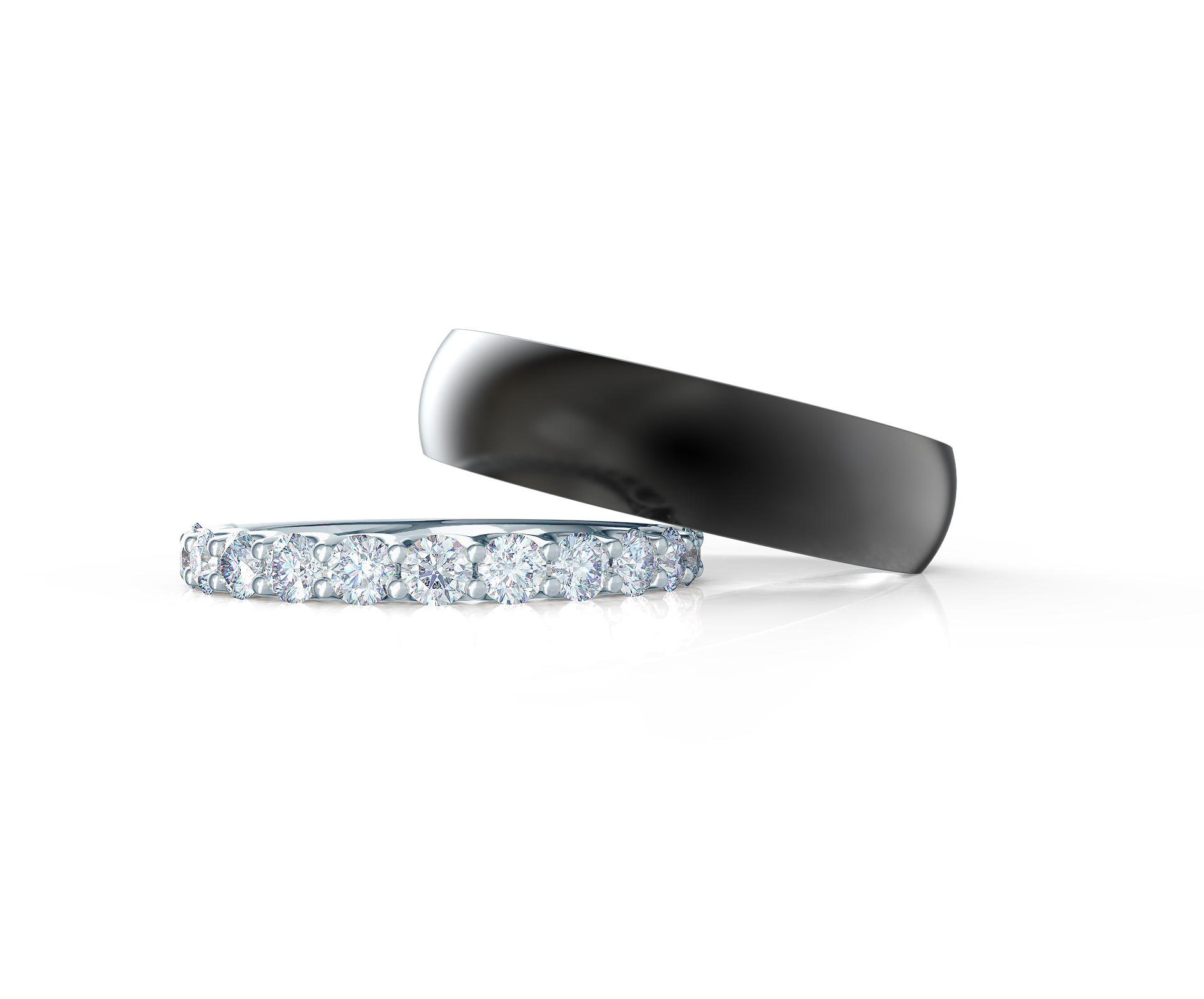 Pair your Narrow Matte Rounded Polydiamond Ring with a French U Half Band Shop Now