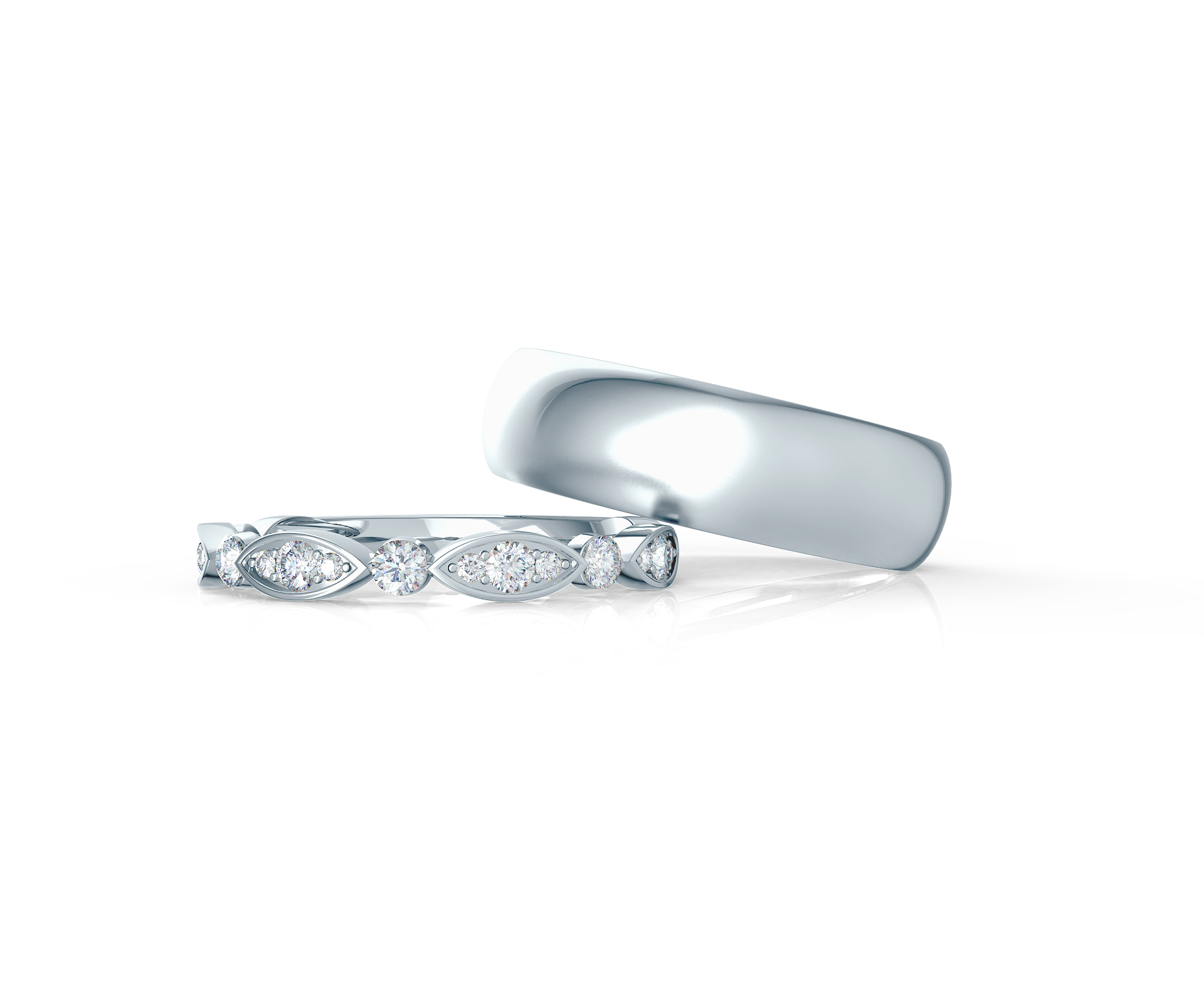 Pair your Matte Rounded Ring with a Leaf Half Band Shop Now