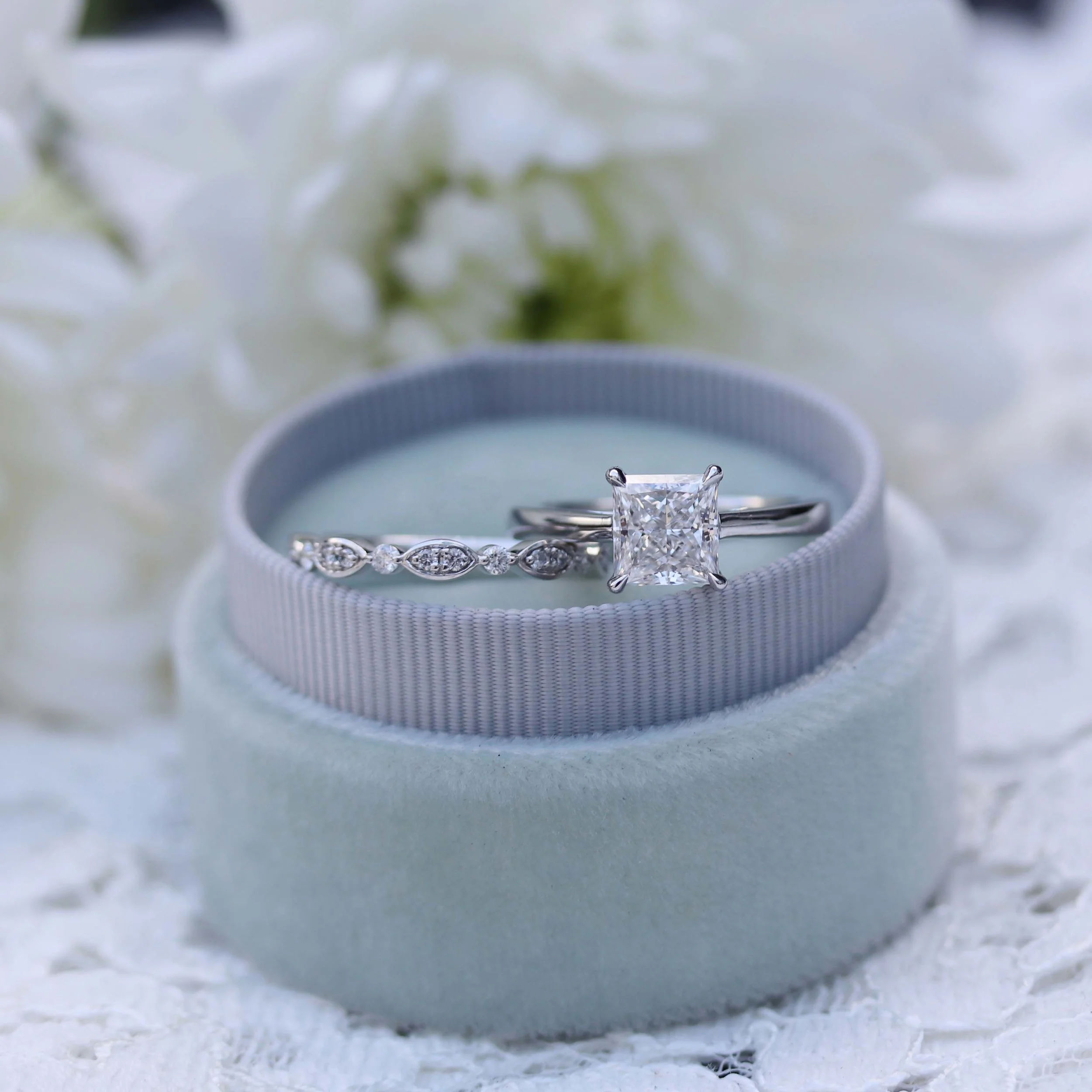 Lab Created Diamond Leaf Wedding Band AD216