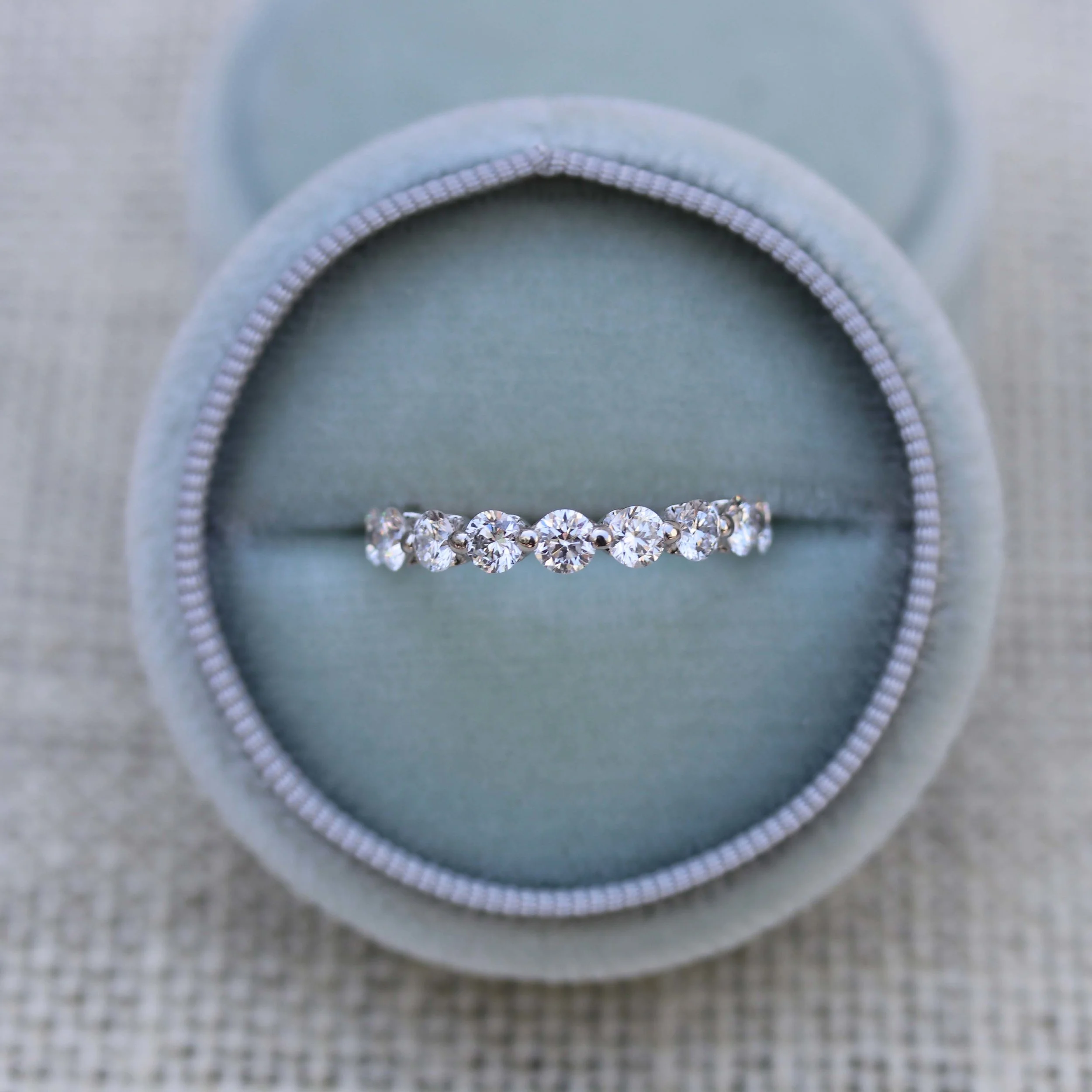 Shared Prong Half Band Lab Created Diamond Wedding Band AD109