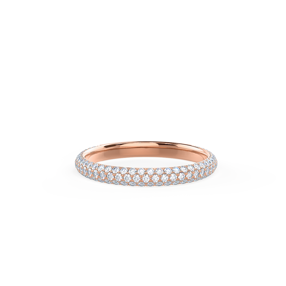 Lab Created Diamond Micro Pave Wedding Band Rendering In Rose Gold In Front View AD241