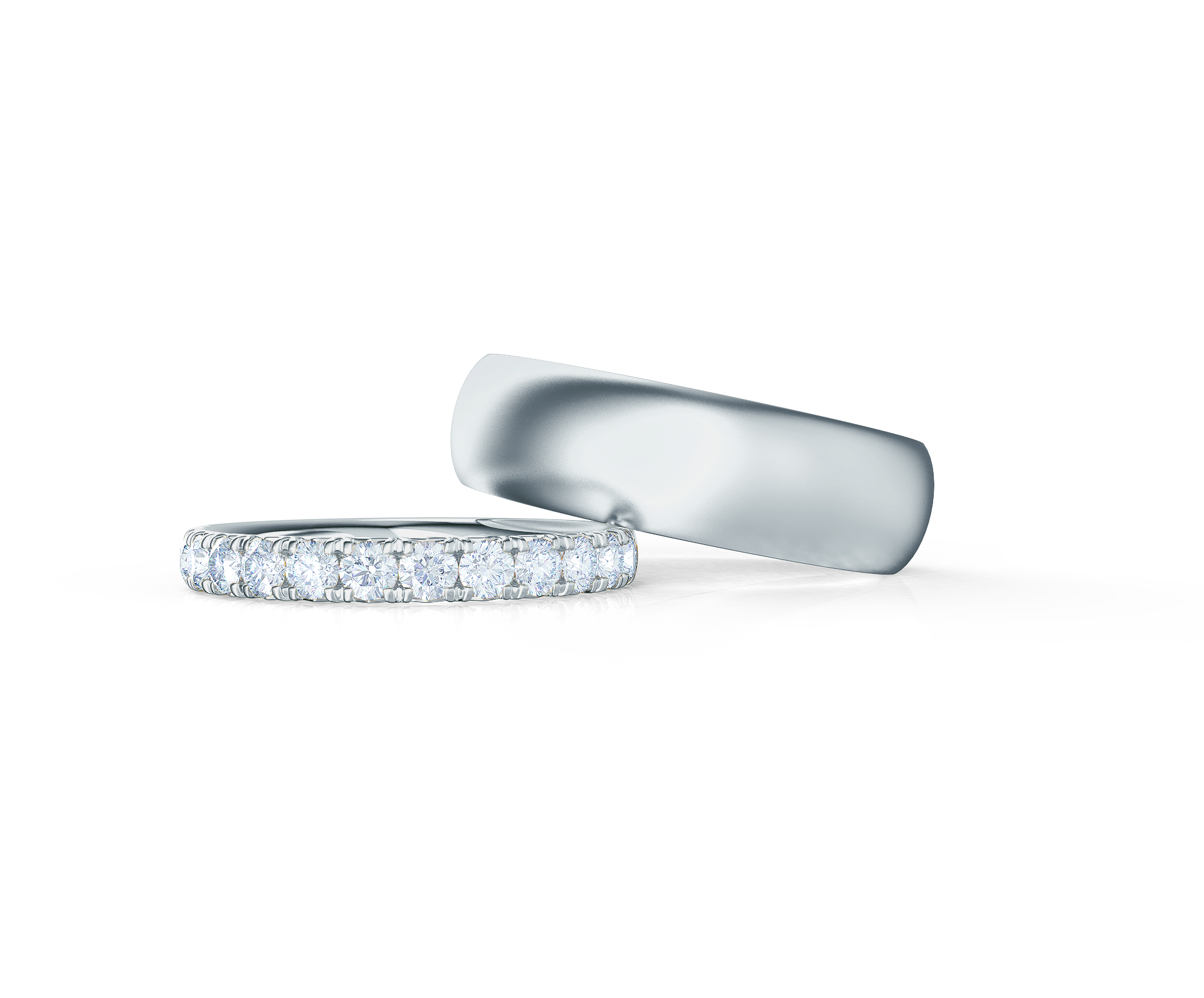 Pair your French Pavé Half Band with a Matte Rounded Ring Shop Now