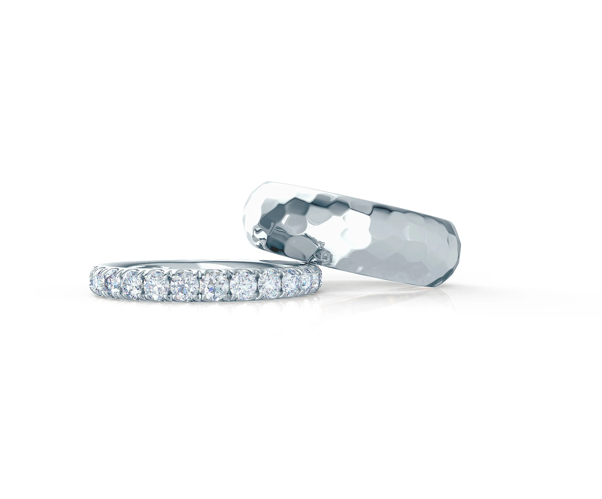 Pair your Hammered Mens Band with a U Pave Eternity Band Shop Now