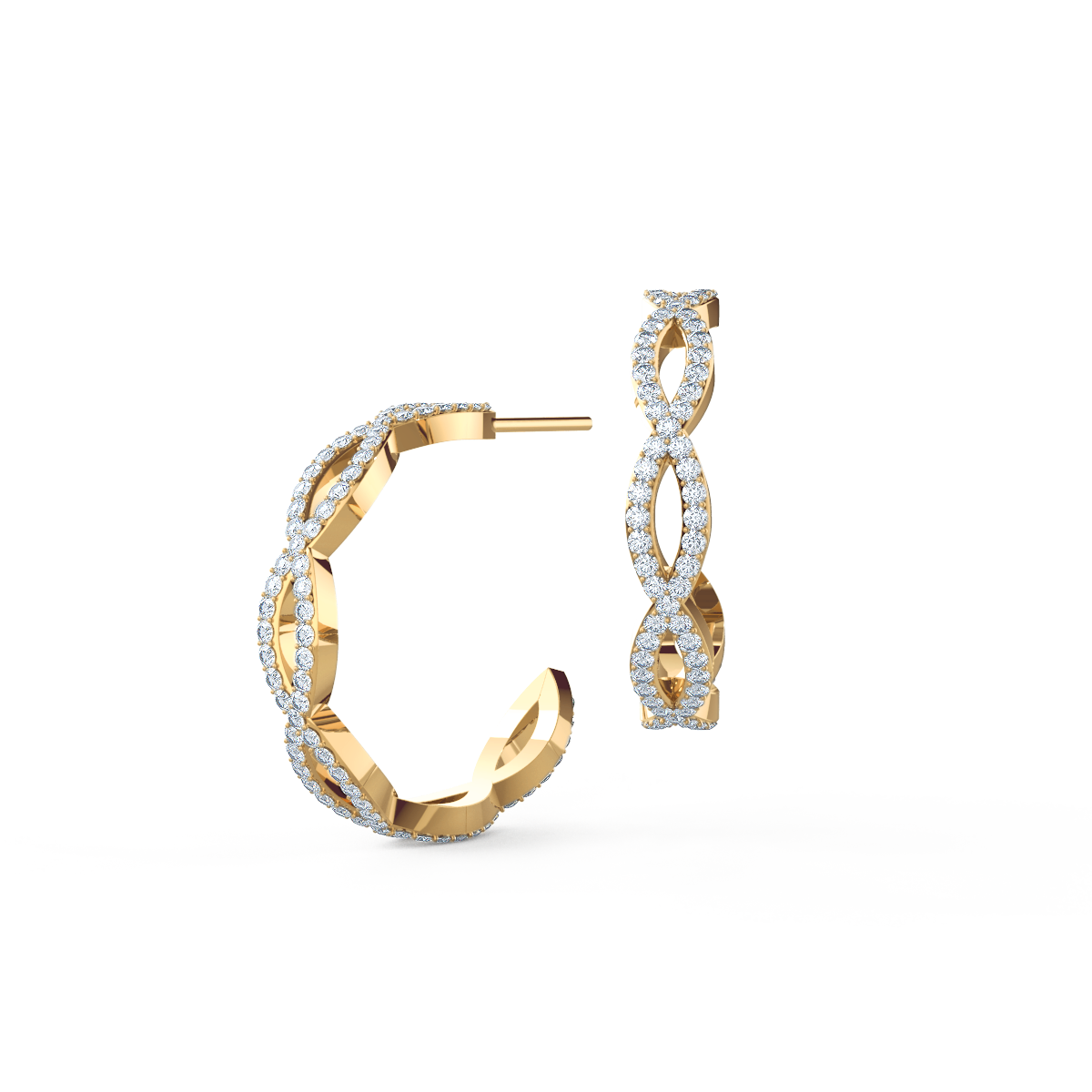 Open Marquise Lab Created Diamond Hoop Earrings in Yellow Gold Design-017