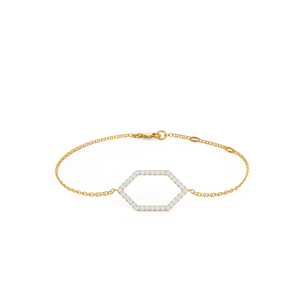 Open Hexagon 6th Element Lab Created Diamond Fashion Bracelet in Yellow Gold Design-051