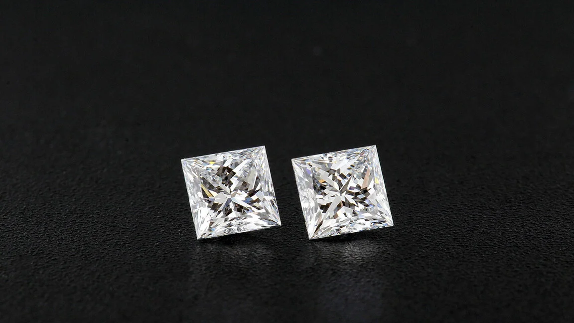 custom three stone lab diamond engagement ring with fancy blue lab diamond center stone