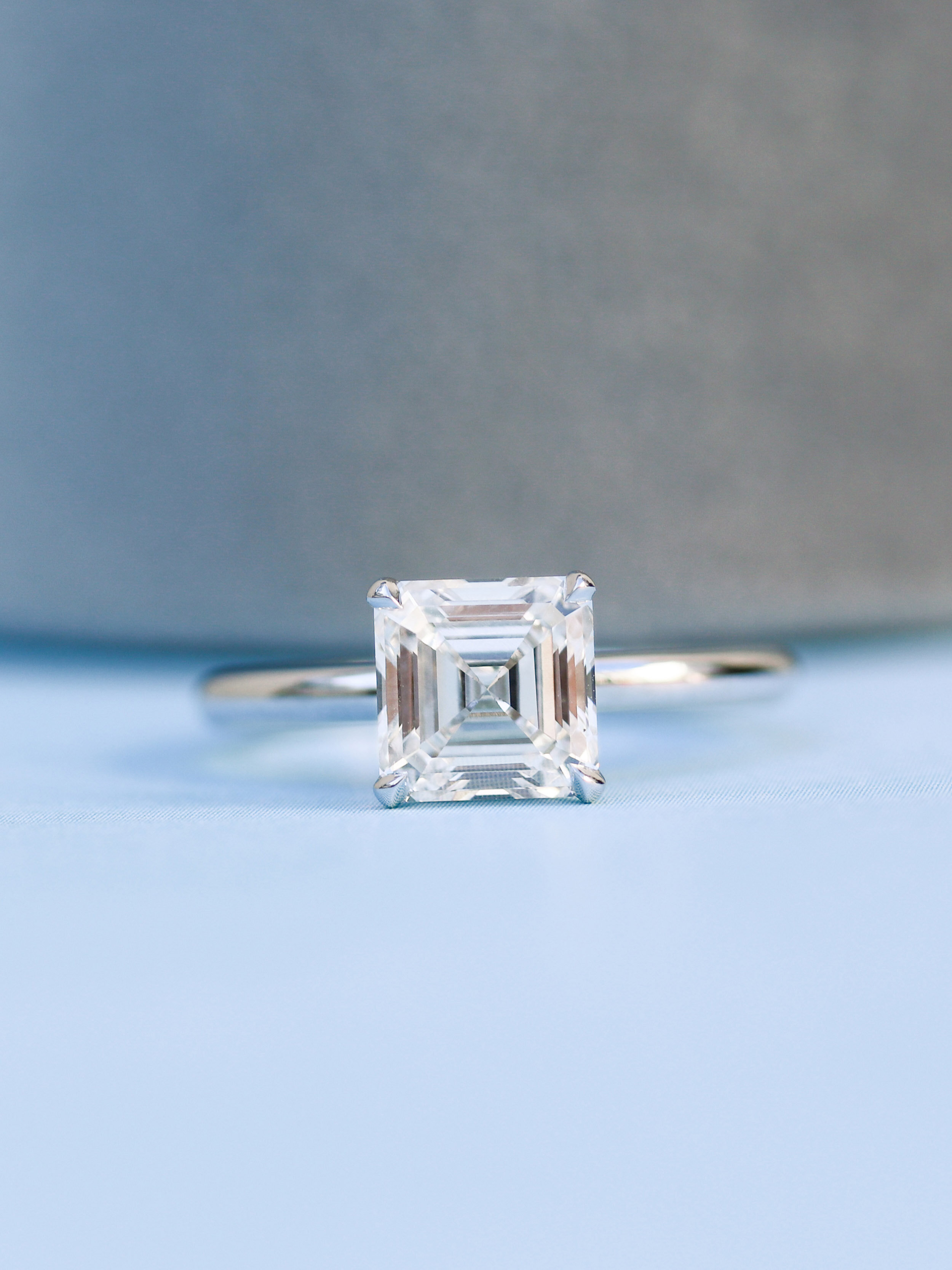 4Ct Asscher Cut VVS1/D Diamond Halo Engagement Ring Solid 14K White Gold Finish