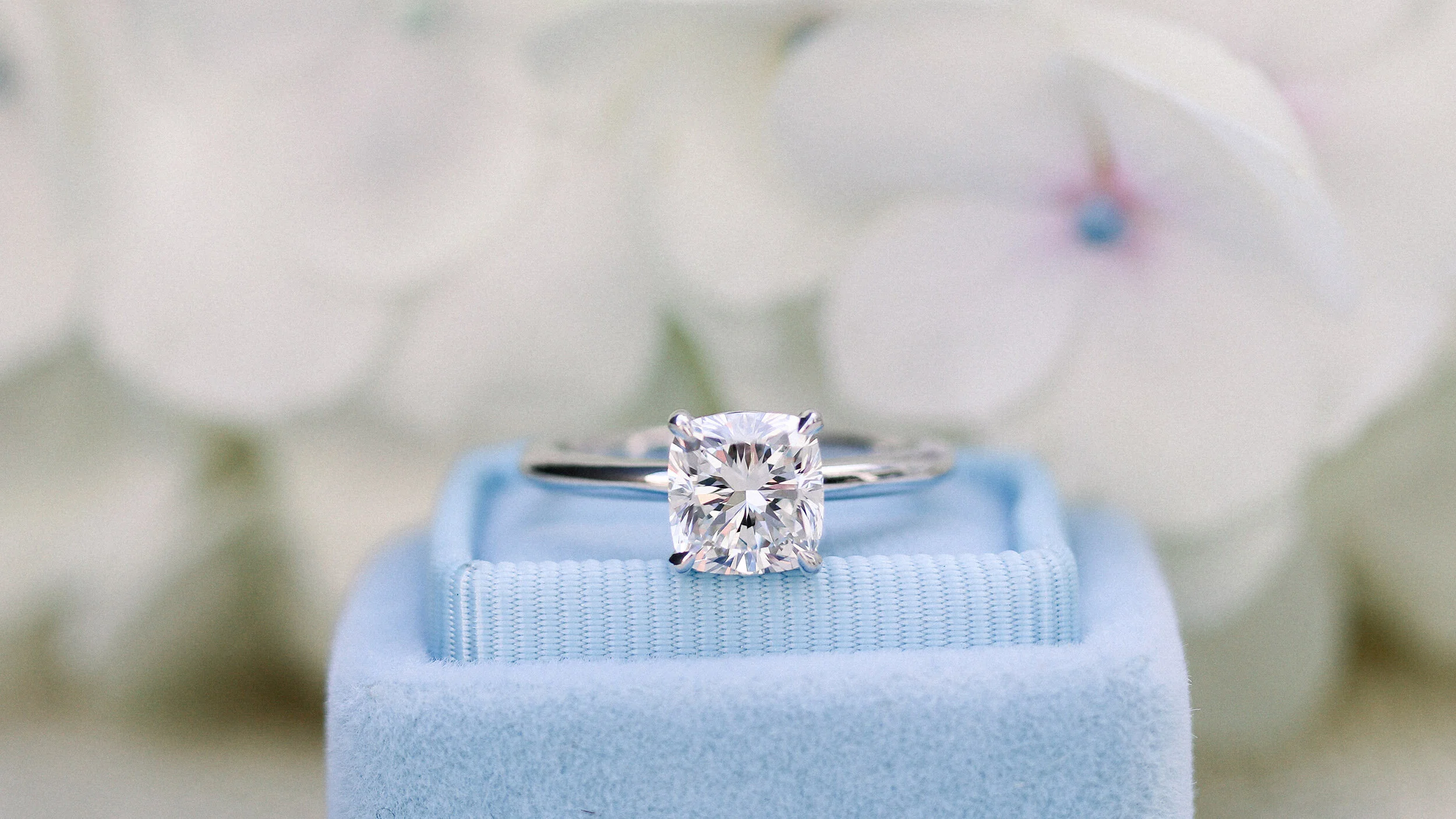 Lab Diamond Cushion Cut Engagement Rings