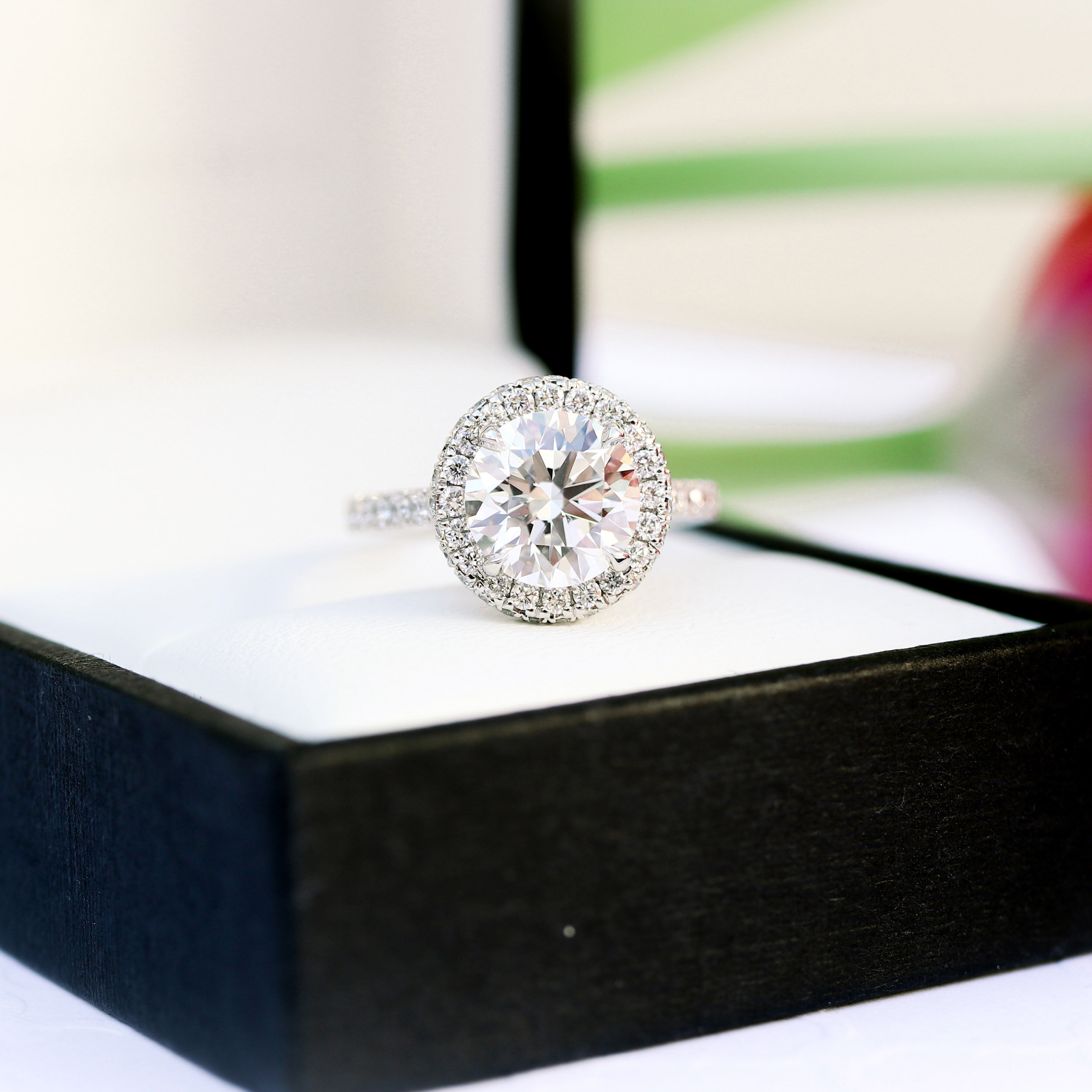 Double Sided Halo Setting Custom Lab Diamond Engagement Ring Double Sided Halo Setting Custom Lab Diamond Engagement Ring
