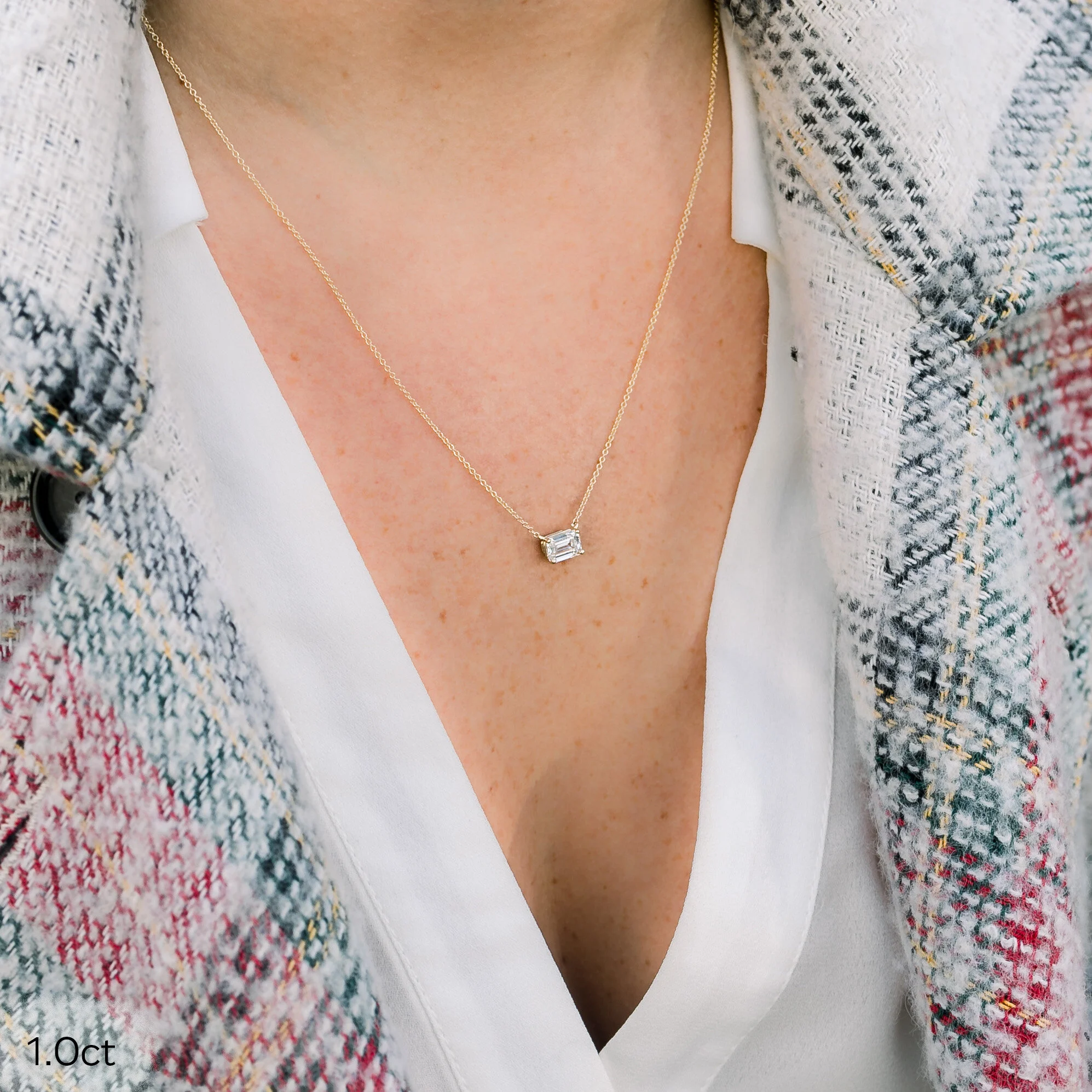 East-West Emerald Cut Pendant