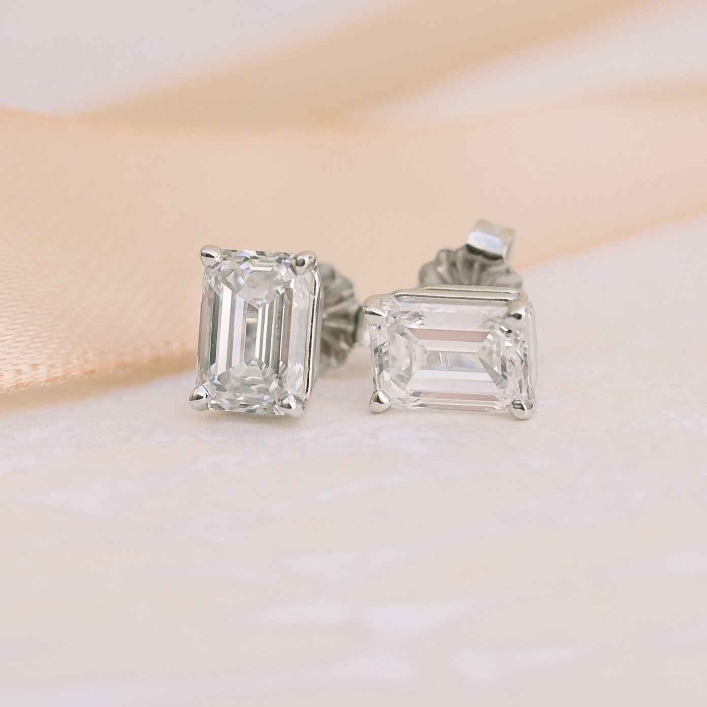 Emerald Cut Stud Earrings