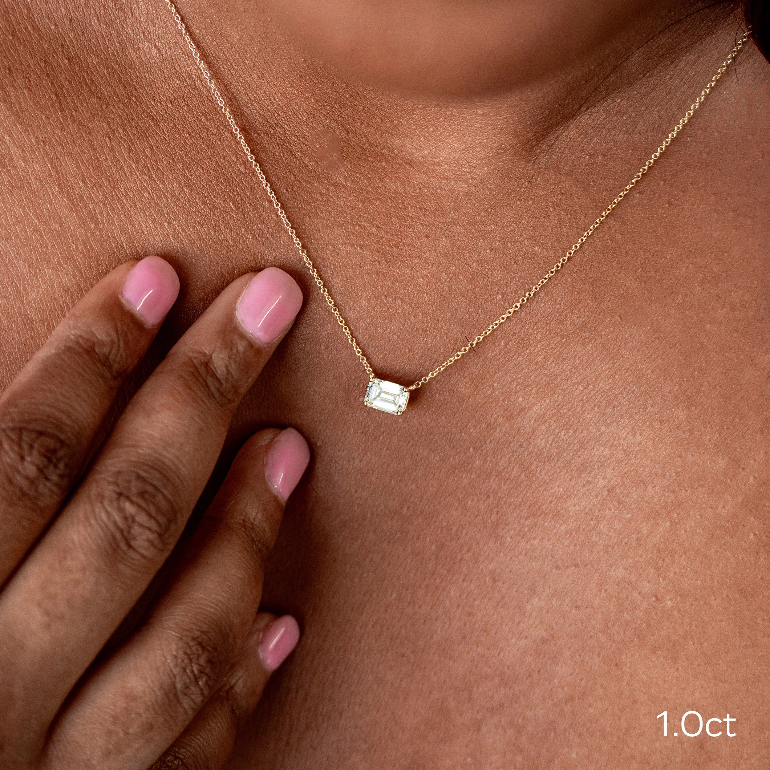East-West Emerald Cut Pendant