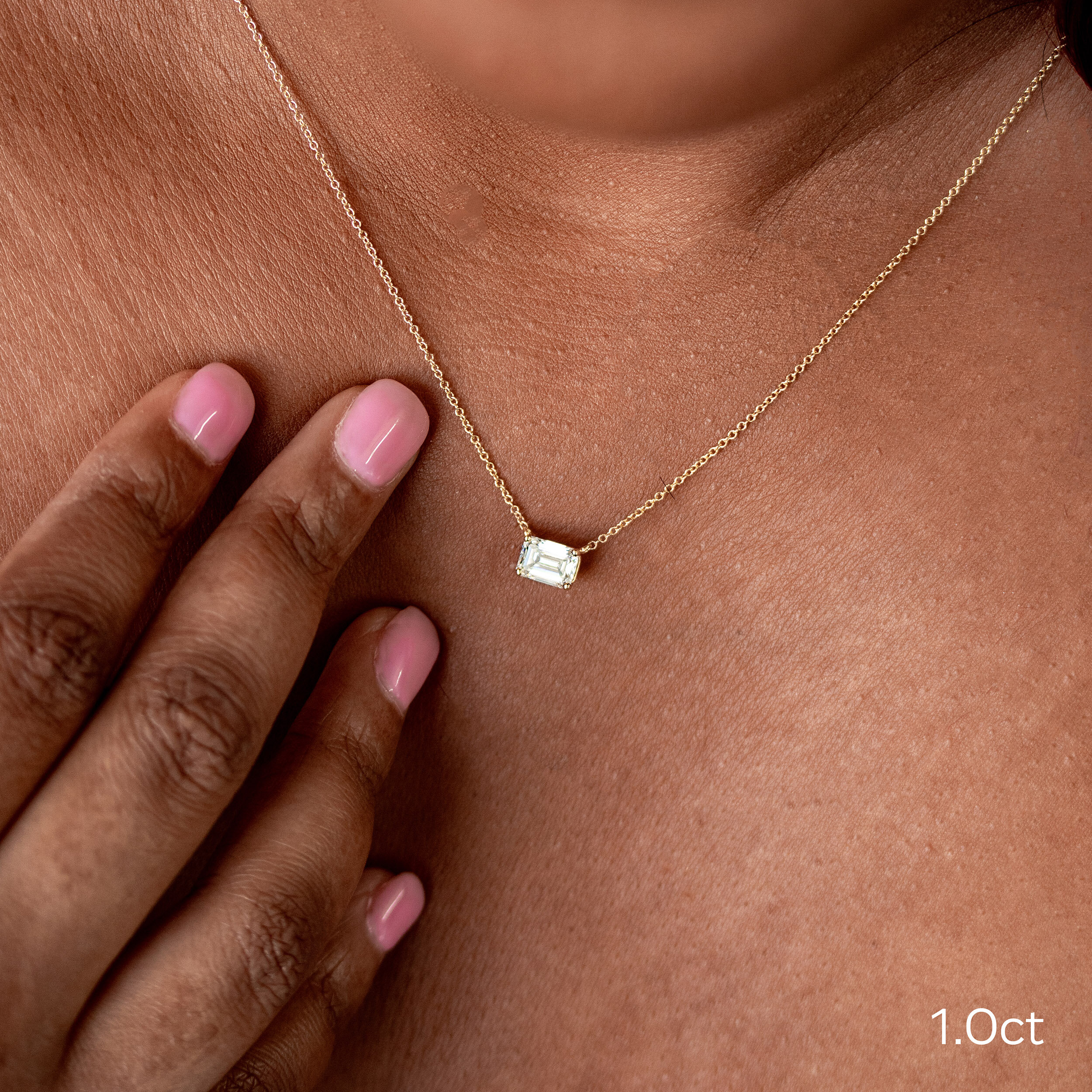 East-West Emerald Cut Pendant