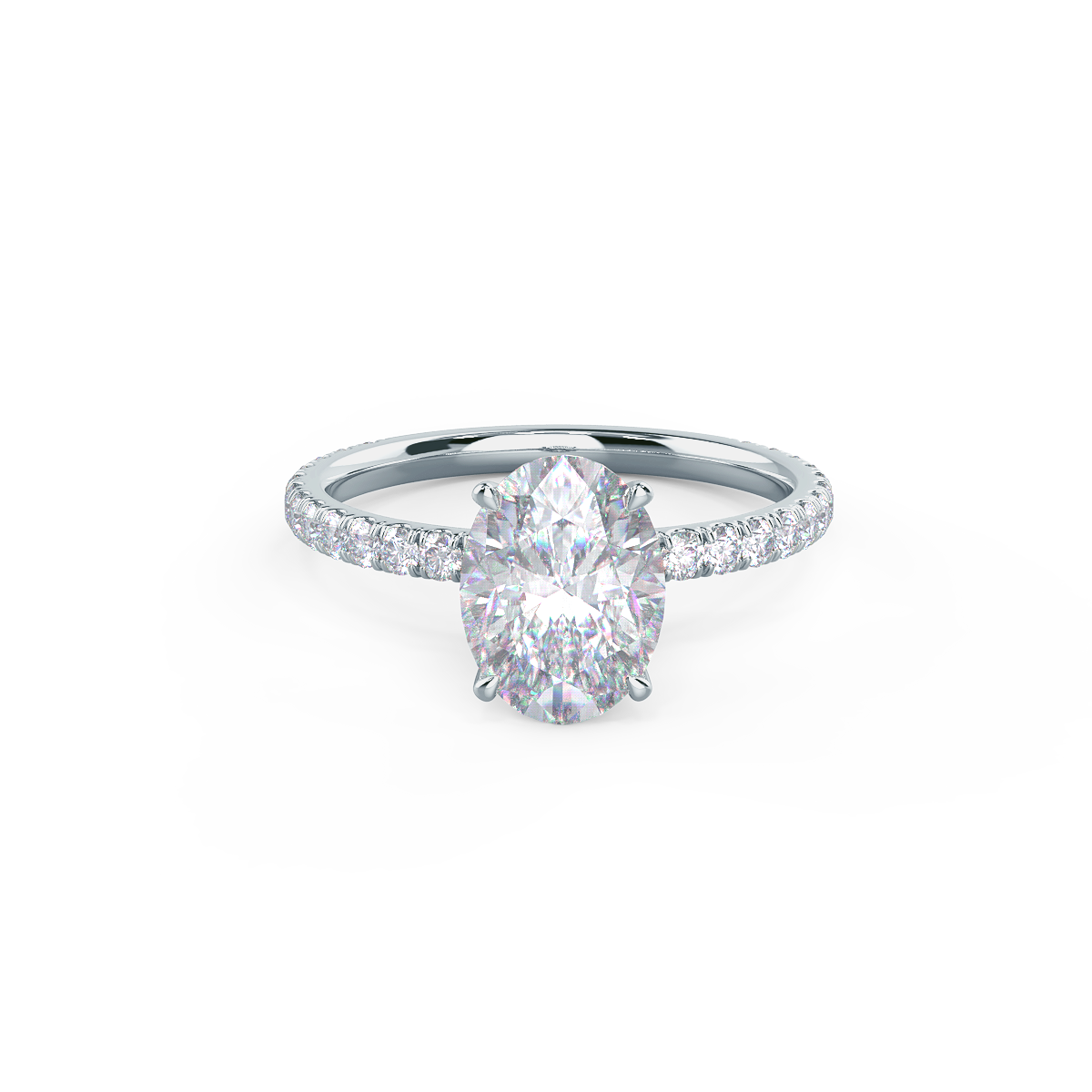 Oval Petite Four Prong Pavé Setting