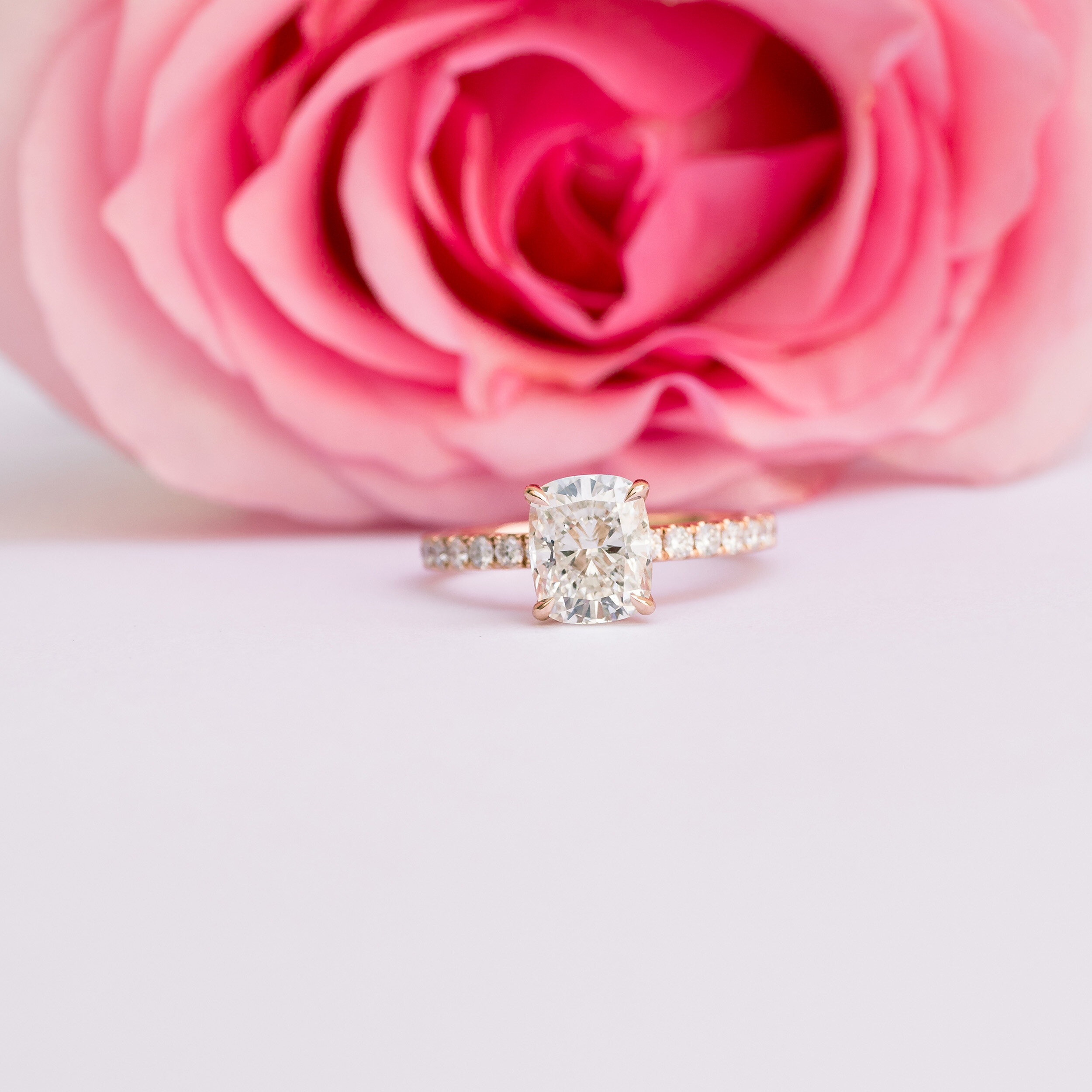 Art deco elongated cushion cut Peach Sapphire engagement ring rose gol –  Wan Love Designs