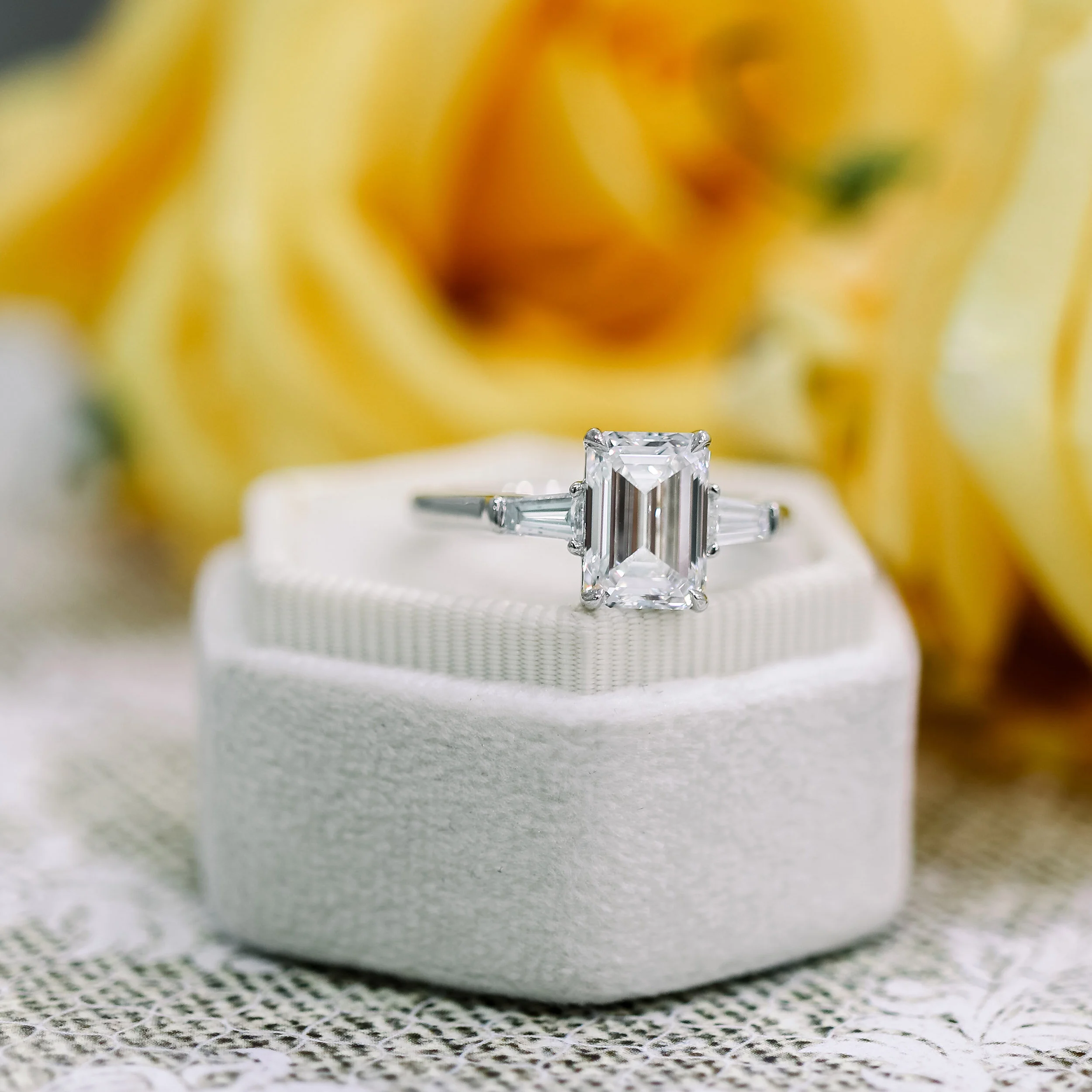 Emerald And Diamond Baguette Ring