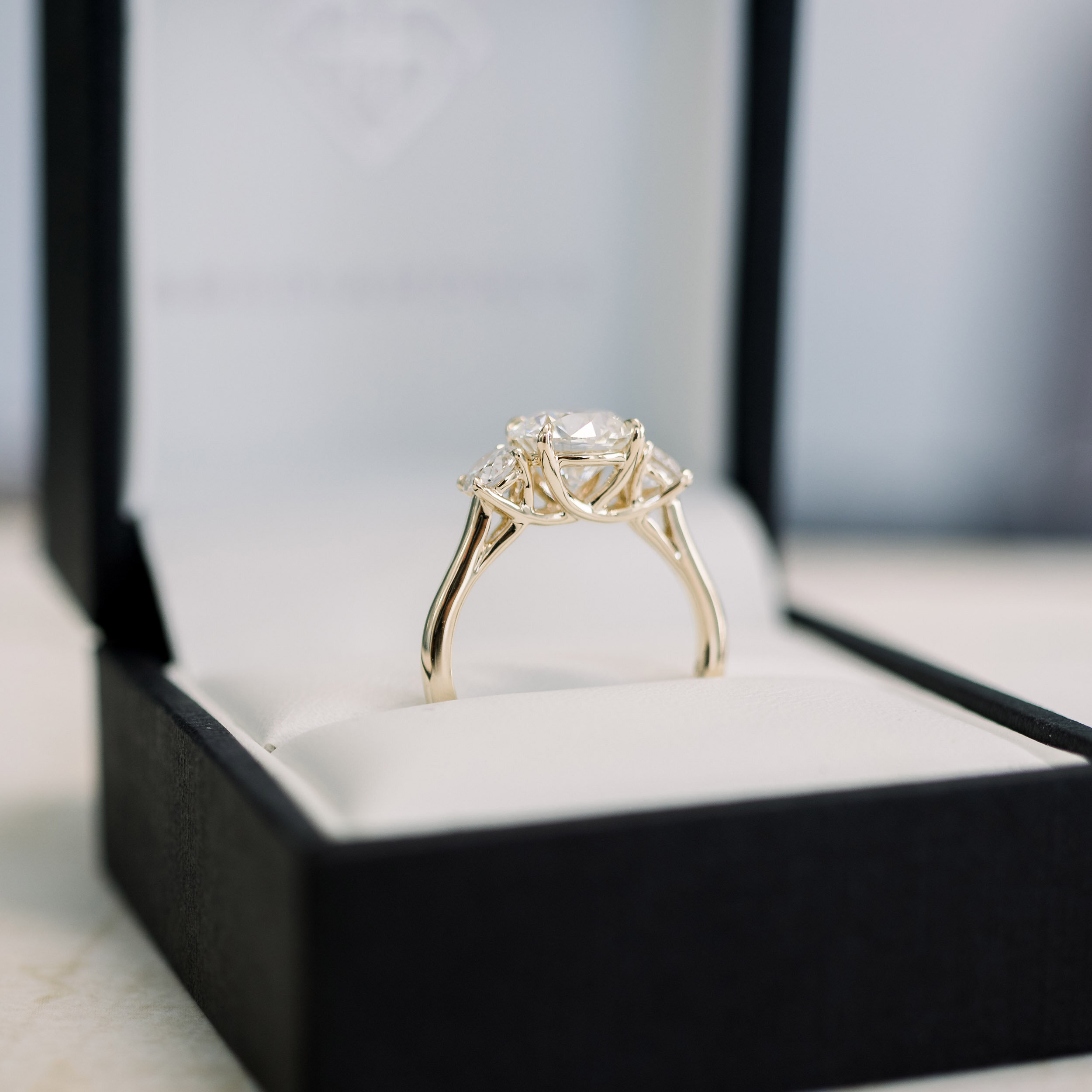 met tijd Aannemelijk Entertainment Round Three Stone Setting | Custom Lab Diamond Engagement Ring