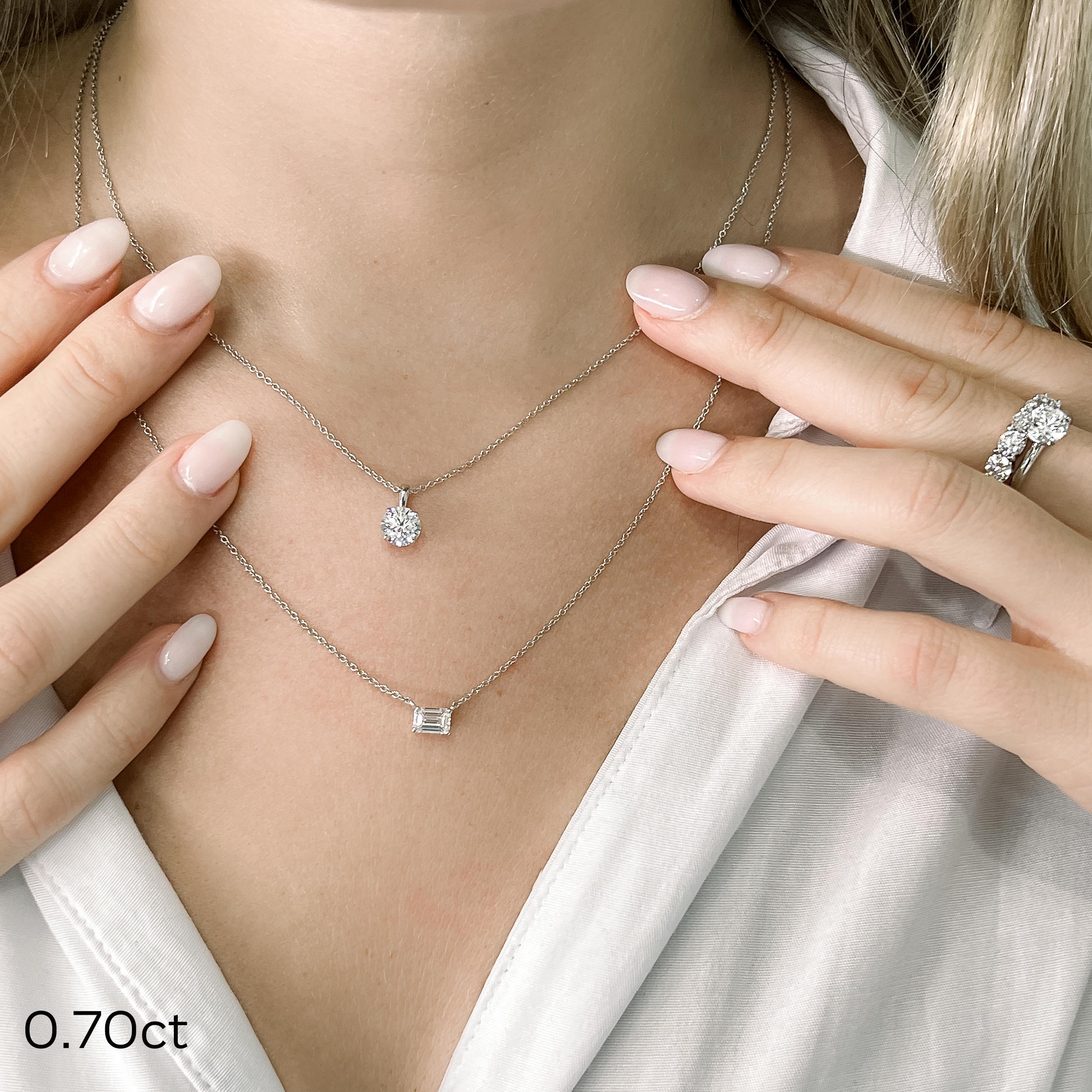 East-West Emerald Cut Lab Diamond Pendant | Ada Diamonds