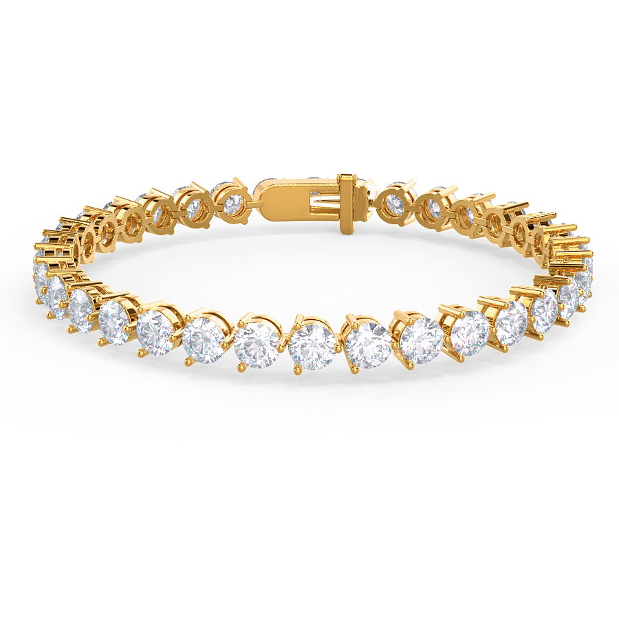 Three Prong Tennis Bracelet 14k Yellow Gold 10ctw
