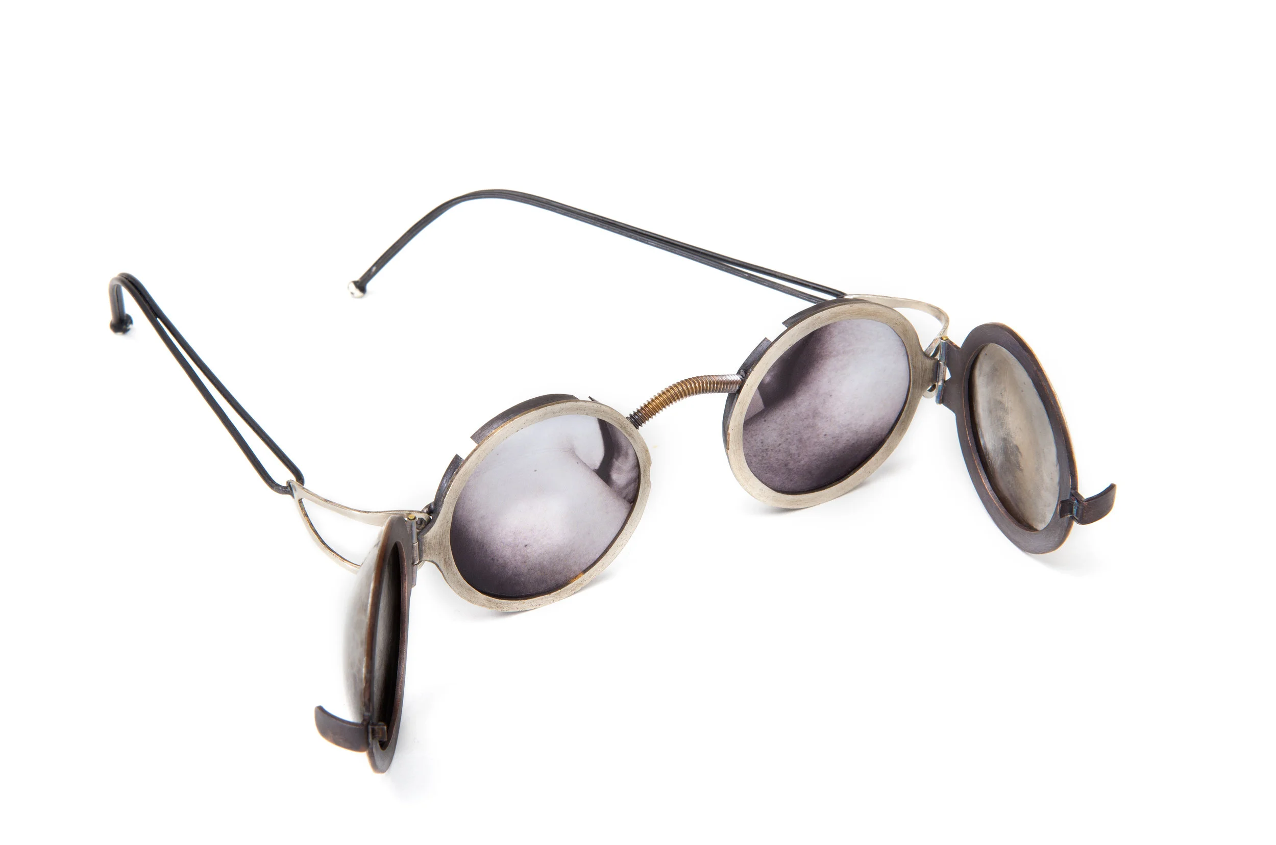 to interact | forged sterling silver, copper with patina, stainless steel ear wire, photographs