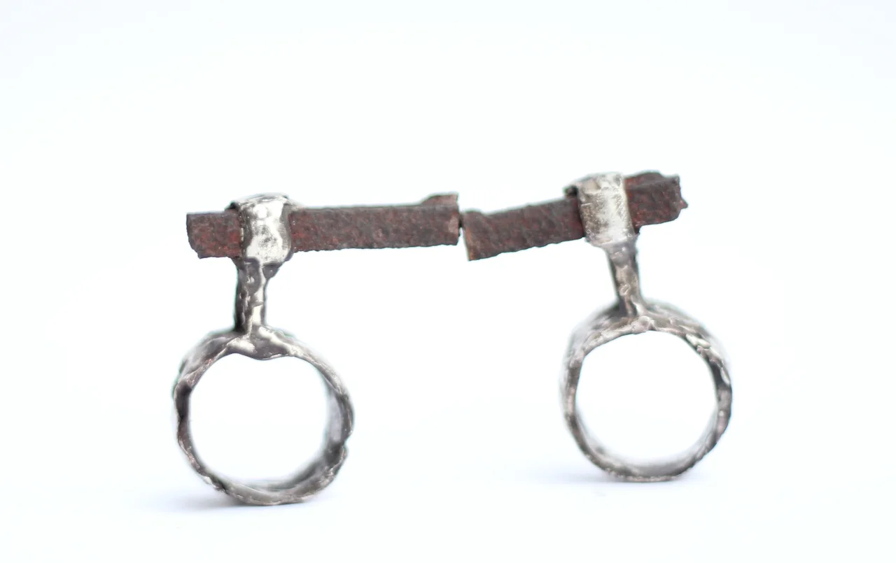 divorce | cast sterling silver, found iron nail