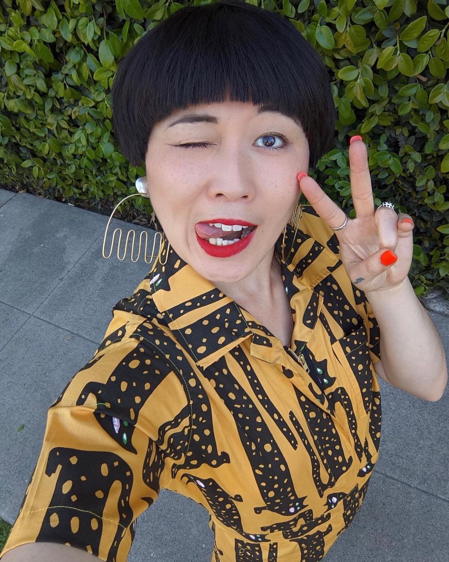 i ADORE this snap of the lovely and hilarious @atsukocomedy in the Anemone Earrings 🦑🦑🦑 and jumpsuit from the one and only @nooworks 🐆
