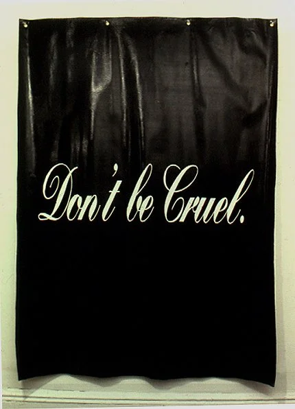 Don't Be Cruel / 1995 / 68" x 96" / acrylic on canvas, gromets 