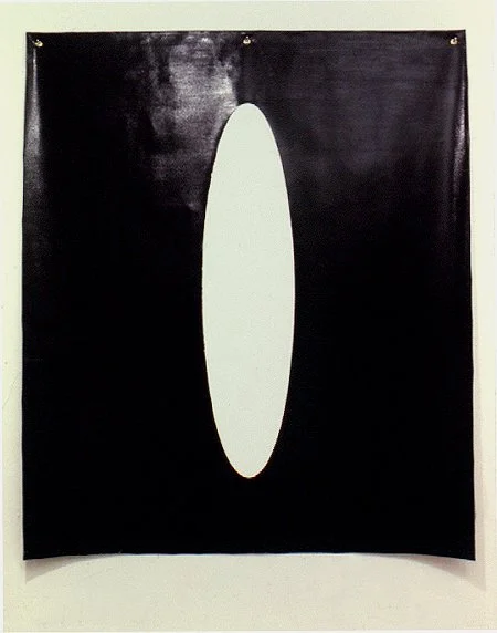  Hollow Ellipse / 1995 / 65" x 78" / acrylic on canvas, gromets 