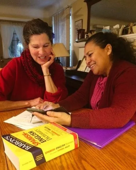 Blanca and her tutor, Kate Hand,during a tutoring session. Photo courtesy of Peter Hand.