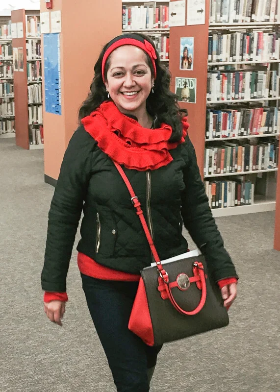 Isela at the Cañada College library