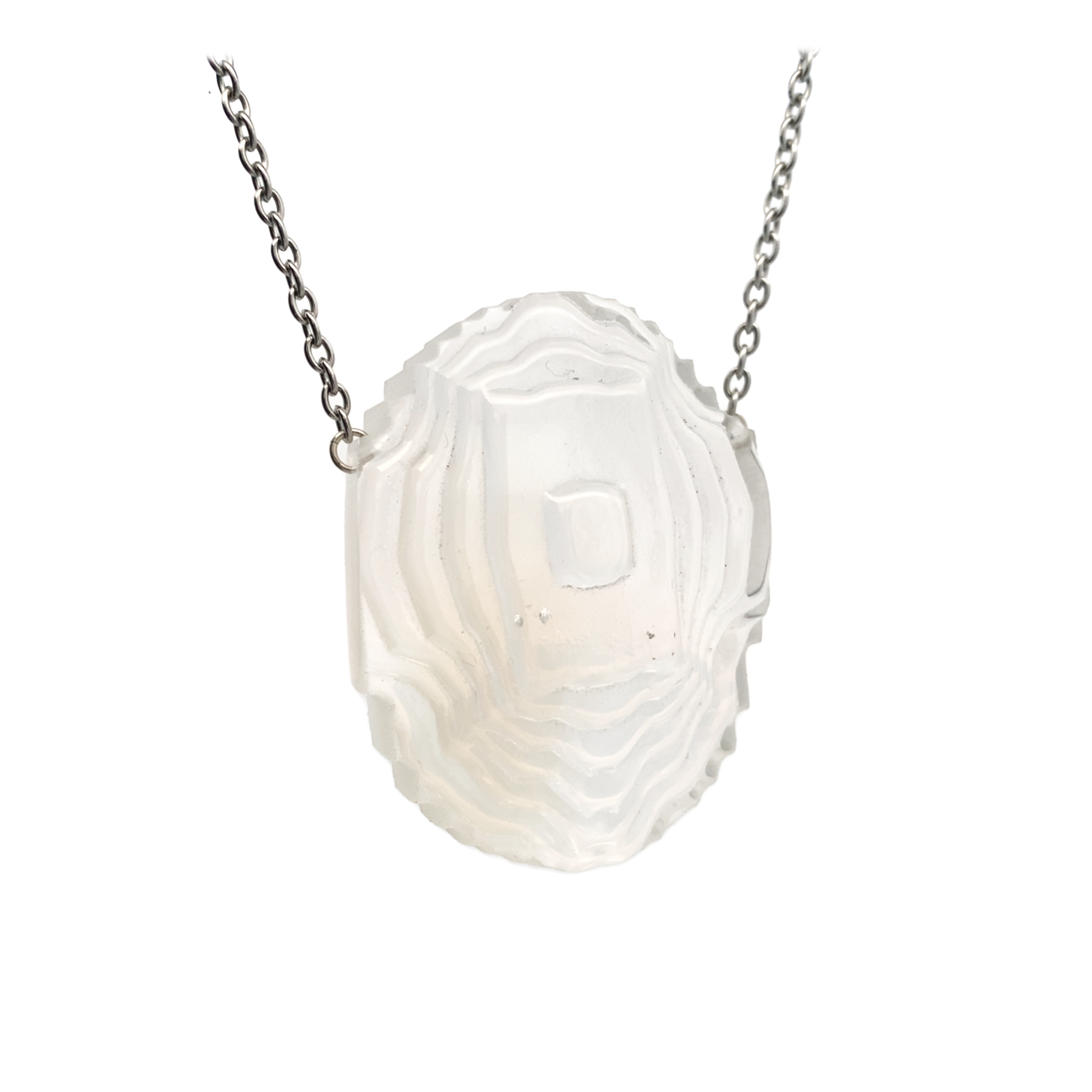 Medium Clear Waterjet Cut Cast Ellipse Necklace