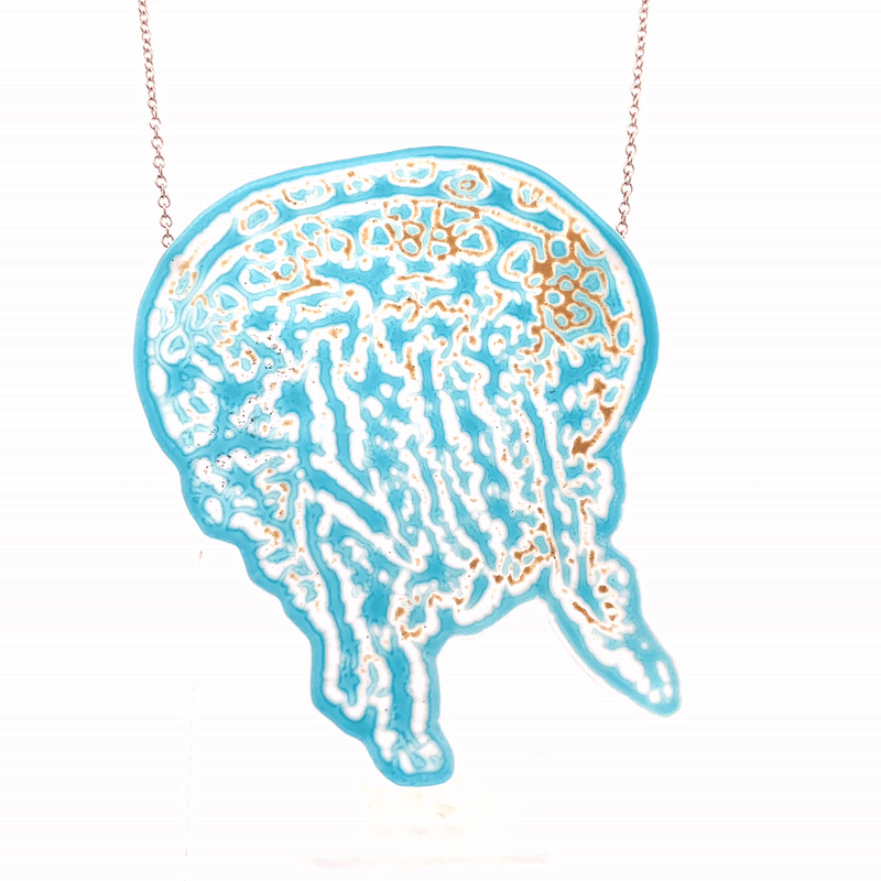 Turquoise &amp; Iris Yellow Jellyfish Necklace