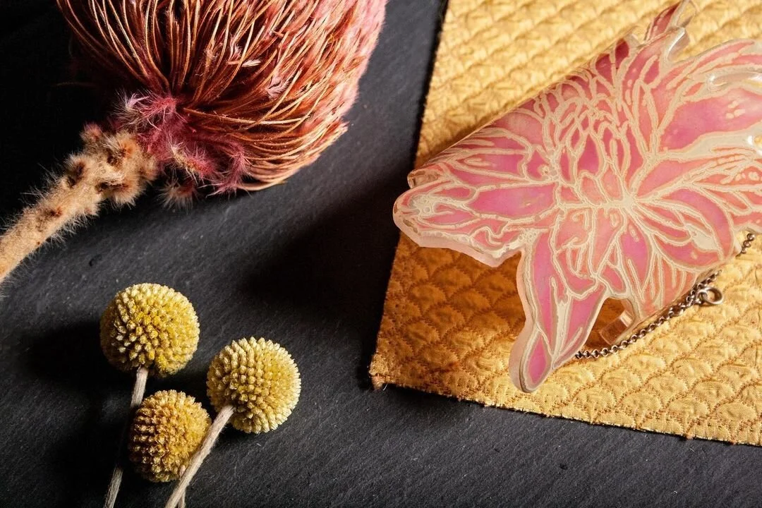 Pink and Yellow Chrysanthemum Cuff