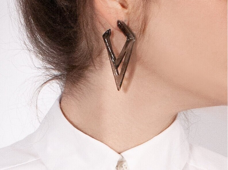 Dark Grey Glass Diamond Hoops for the perfect neutral contrast