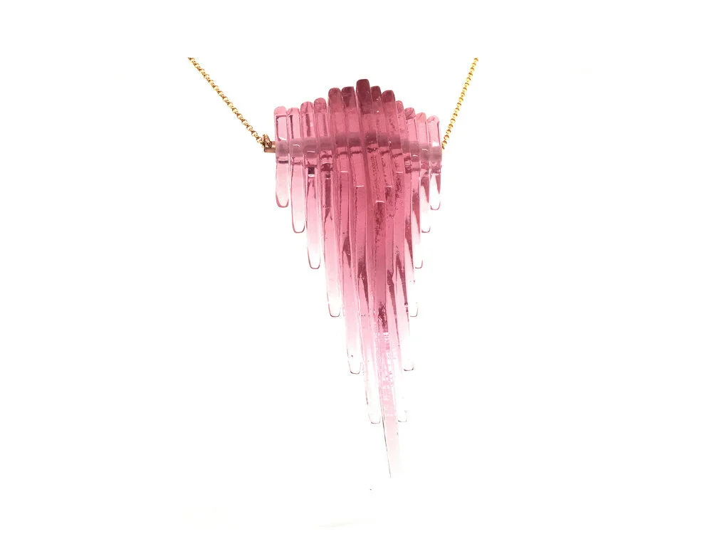 Fuchsia Kinetic Deco Dagger Necklace