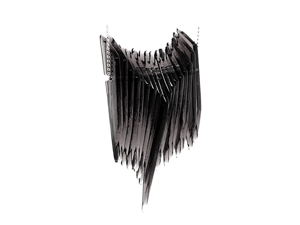 Dark Grey Kinetic Shield Necklace