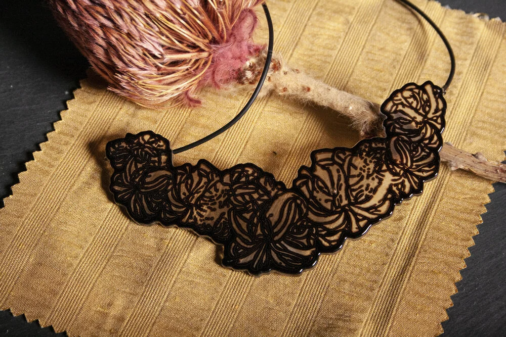 Etched Glass Necklaces from our Flat Files Collection