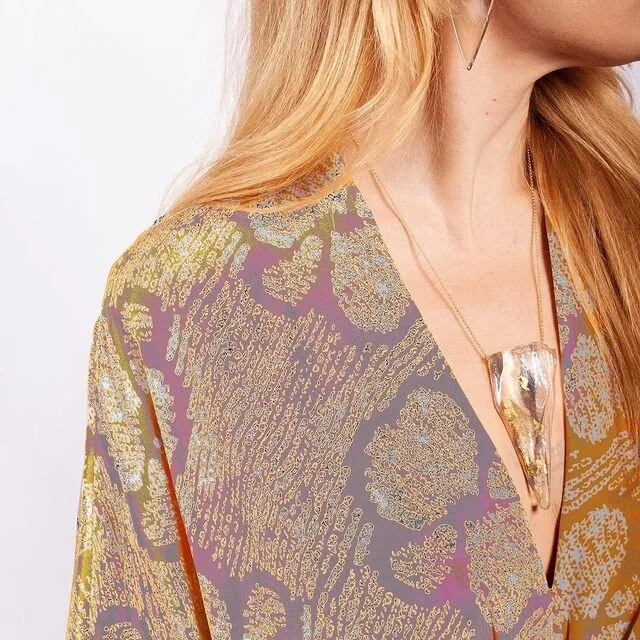 A rare glimpse at a Hot Cast Deco Dagger Pendant with Gold Leaf.⁠