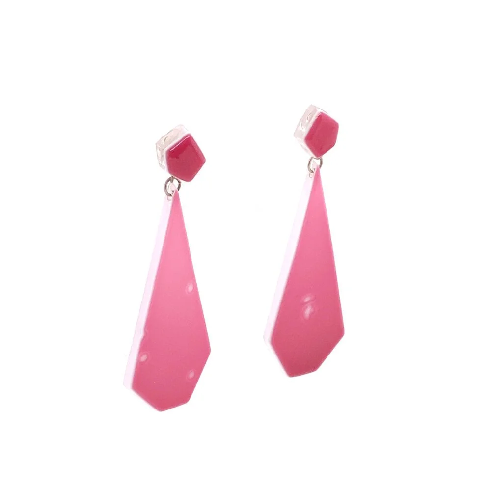Opaque pink earrings with a story