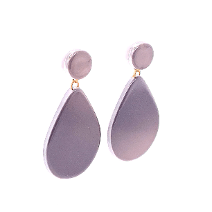 Grey Purple Medium Teardrop Earrings