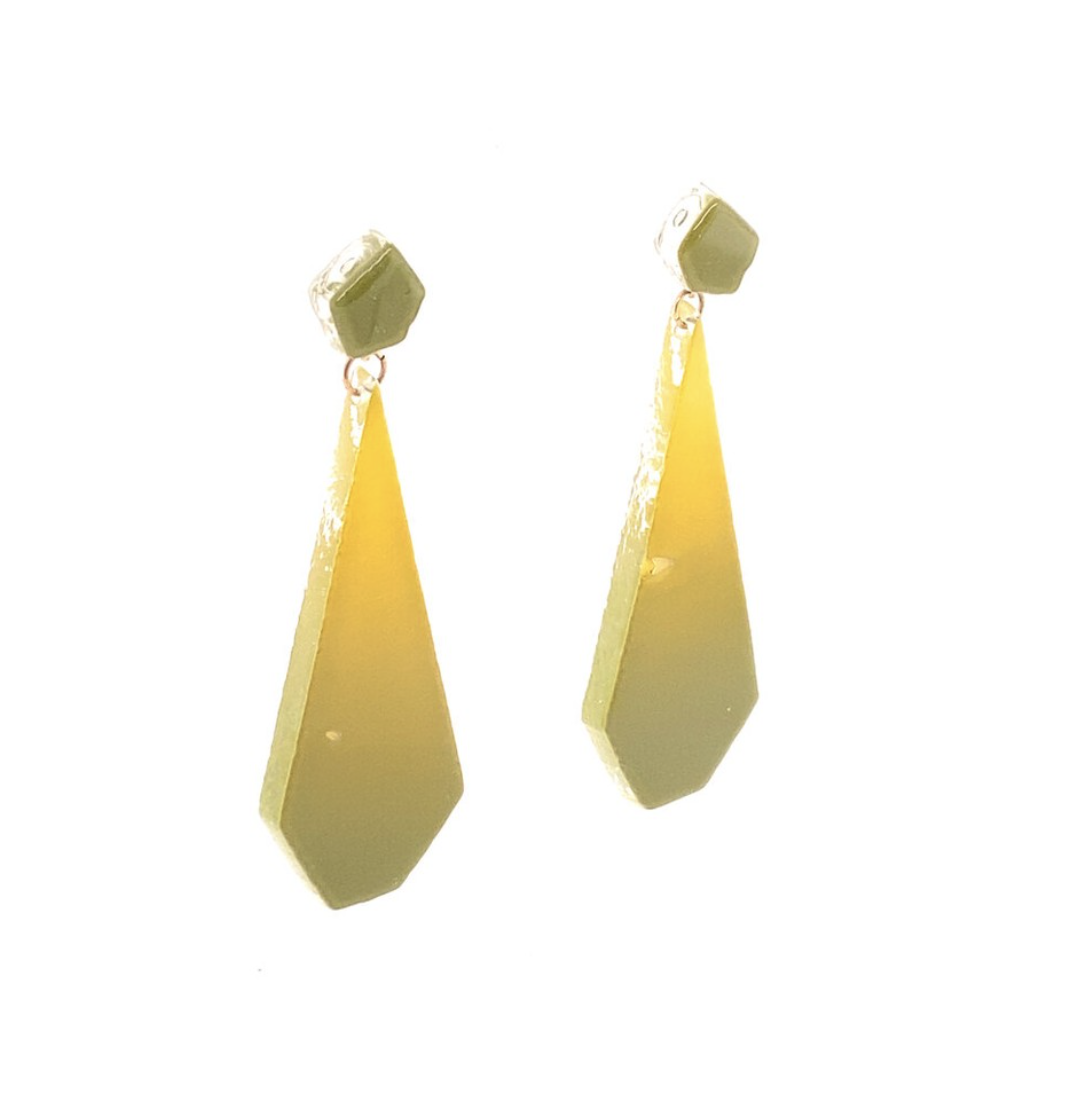 Green Elongated Drop Earrings