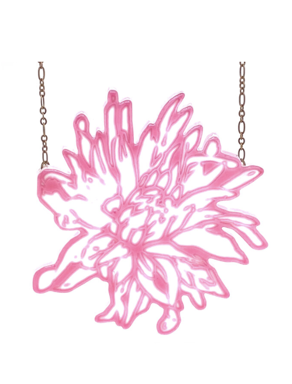 Large Pink and White Chrysanthemum Necklace