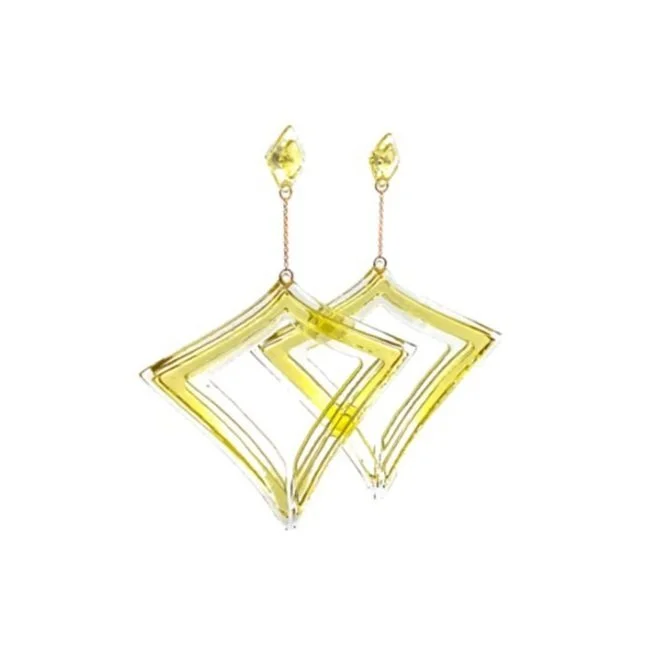 Stacked Diamond Drop Earrings in Green Tea Tint