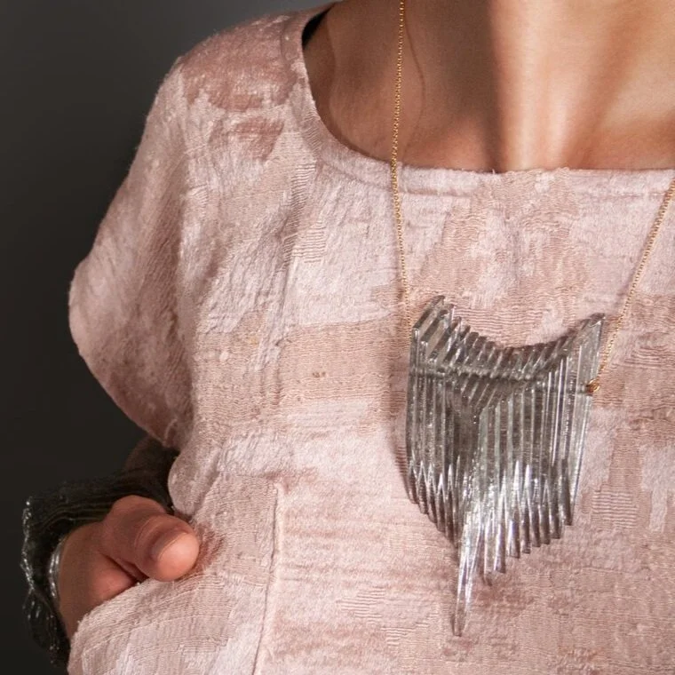 Kinetic Shield Necklace in Grey Tint