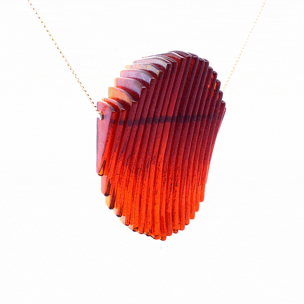 Kinetic Ellipse Necklace in Iridescent Orange