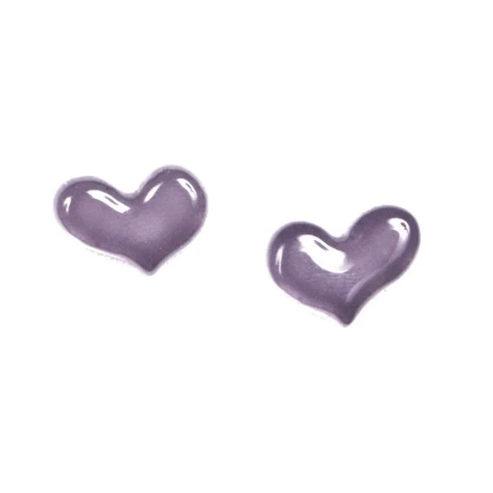 Heart Stud Earrings in Grey Purple