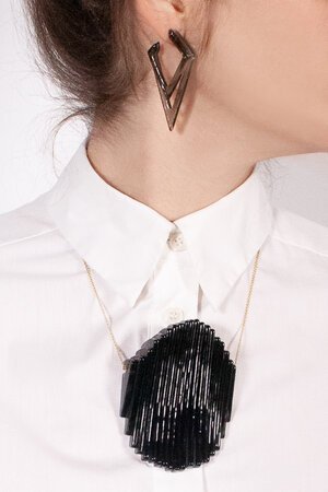 Double Open Diamond Post Earrings &amp; Kinetic Ellipse Necklace