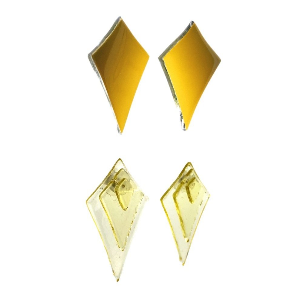 Elongated Deco Diamond &amp; Stacked Diamond Post Earrings