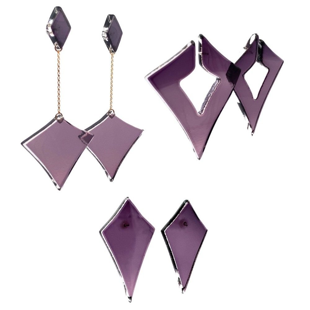 Blown Glass Silhouettes in Indigo featuring Open Deco Diamond Post Earrings