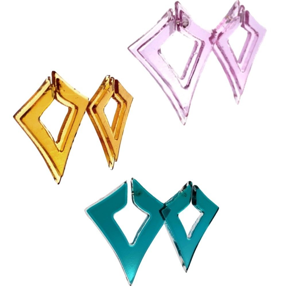 Stacked Open Diamond &amp; Open Deco Diamond Post Earrings